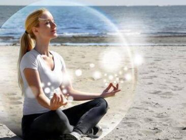 Meditation bubble of spiritual energy