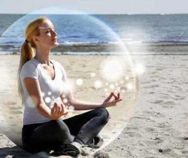 Meditation bubble of spiritual energy
