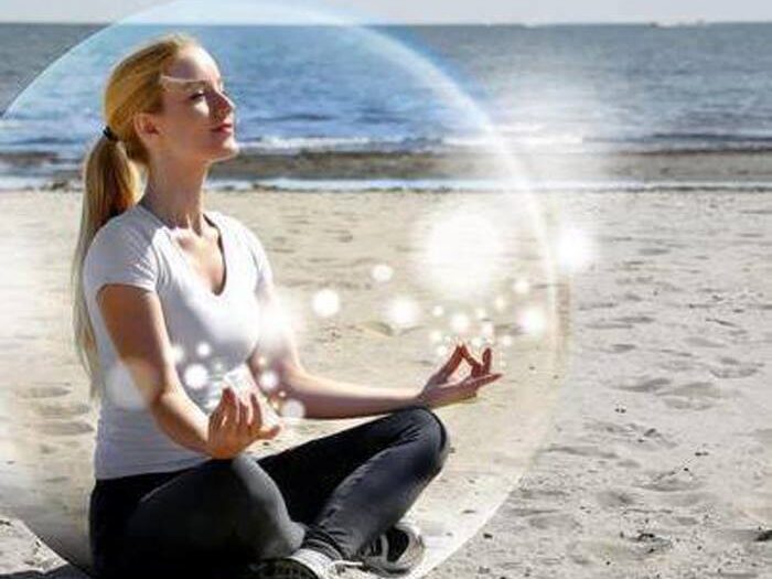 Meditation bubble of spiritual energy