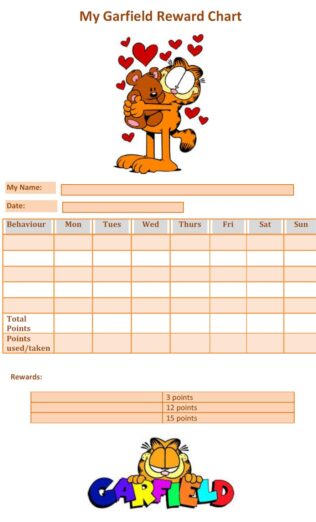 Reward Chart Garfield Design